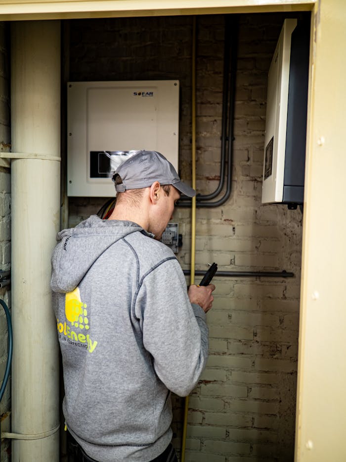 Gauteng Electrical technician maintaining outdoor electrical enclosure and distribution panel